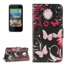 For HTC Desire 526G Butterflies Pattern Leather Case with Holder, Card Slots & Wallet