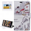 For HTC Desire 626 City Pattern Leather Case with Holder, Card Slots & Wallet