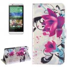 For HTC Desire 510 Flowers Pattern Leather Case with Holder, Card Slots & Wallet