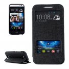 For HTC Desire 616 Black Flip Leather Case with Call Display ID & Holder