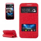 For HTC Desire 616 Red Flip Leather Case with Call Display ID & Holder