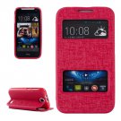 For HTC Desire 310 Magenta Oracle Leather Case with Call Display ID & Holder