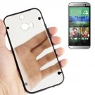 For HTC One M8 Black Transparent Plastic + Fluorescent Effect TPU Frame Case