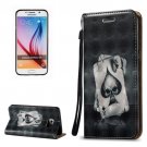 For Galaxy S6 3D Poker Pattern Leather Case with Holder, Card Slots & Lanyard