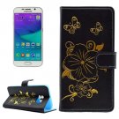 For Galaxy S6 Butterfly Black Leather Case with Holder, Card Slots & Wallet