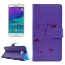 For Galaxy S6 Butterfly Purple Leather Case with Holder, Card Slots & Wallet
