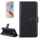 For Galaxy S6 Black Litchi Flip Leather Case with Holder, Card Slots & Wallet