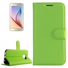 For Galaxy S6 Green Litchi Flip Leather Case with Holder, Card Slots & Wallet