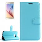 For Galaxy S6 Blue Litchi Flip Leather Case with Holder, Card Slots & Wallet