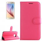 For Galaxy S6 Magenta Litchi Flip Leather Case with Holder, Card Slots & Wallet