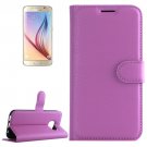 For Galaxy S6 Purple Litchi Flip Leather Case with Holder, Card Slots & Wallet
