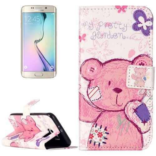 For Galaxy S6 Bear Pattern Leather Case with Holder, Card Slots & Wallet