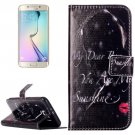 For Galaxy S6 Redlips Pattern Leather Case with Holder, Card Slots & Wallet