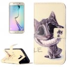 For Galaxy S6 Cat Pattern Leather Case with Holder, Card Slots & Wallet