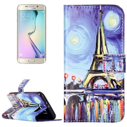 For Galaxy S6 Canvas Pattern Leather Case with Holder, Card Slots & Wallet