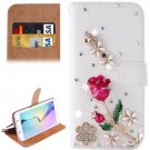 For Galaxy S6 Flowers Diamond Leather Case with Holder & Card Slots