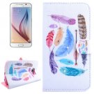 For Galaxy S6 Feathers Pattern Leather Case with Holder, Card Slots & Wallet