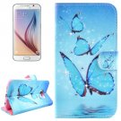 For Galaxy S6 Butterflies Pattern Leather Case with Holder, Card Slots & Wallet
