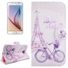 For Galaxy S6 Bicycle Pattern Leather Case with Holder, Card Slots & Wallet