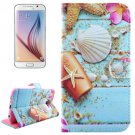 For Galaxy S6 Starfish Pattern Leather Case with Holder, Card Slots & Wallet