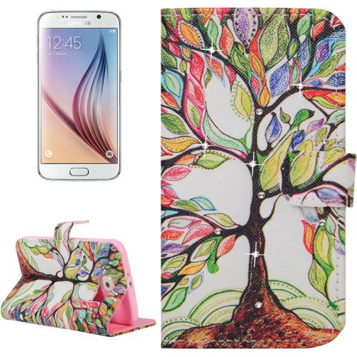 For Galaxy S6 Tree Pattern Leather Case with Holder, Card Slots & Wallet