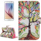 For Galaxy S6 Tree Pattern Leather Case with Holder, Card Slots & Wallet