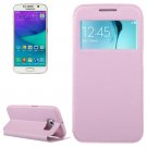 For Galaxy S6 Pink Crazy Horse Leather Case with Card Slot & Caller ID
