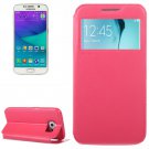 For Galaxy S6 Magenta Crazy Horse Leather Case with Card Slot & Caller ID