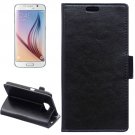 For Galaxy S6 Black Crazy Horse Leather Case with Holder, Card Slots & Wallet
