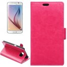 For Galaxy S6 Magenta Crazy Horse Leather Case with Holder, Card Slots & Wallet