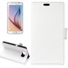 For Galaxy S6 White Crazy Horse Leather Case with Holder, Card Slots & Wallet
