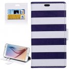 For Galaxy S6 Stripe Pattern Leather Case with Holder, Card Slots & Wallet
