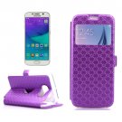 For Galaxy S6 Purple Leather Case with Card Slots, Holder & Caller ID Window