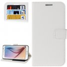 For Galaxy S6 White Crazy Horse Leather Case with Holder, Card Slots & Wallet