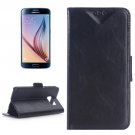 For Galaxy S6 Black Oil Skin Texture Leather Case with Holder & Card Slots
