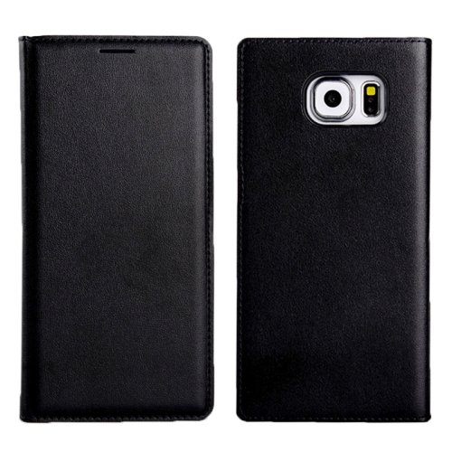 For Galaxy S6 Litchi Texture Black Flip Leather Case with Card Slots