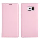 For Galaxy S6 Litchi Texture Pink Flip Leather Case with Card Slots