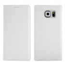 For Galaxy S6 Litchi Texture White Flip Leather Case with Card Slots