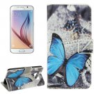 For Galaxy S6 Butterfly Pattern Leather Case with Holder, Card Slots & Wallet