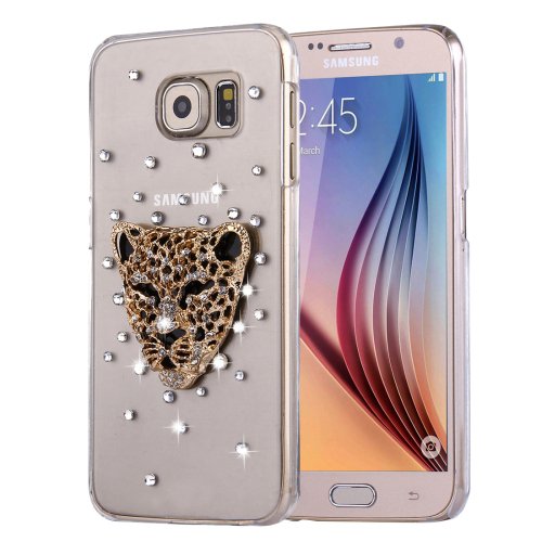 For Galaxy S6 Fevelove Diamond Leopard Pattern PC Protective Case Back Cover