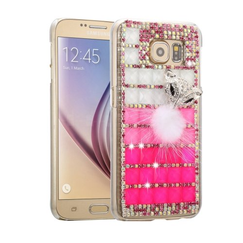 For Galaxy S6 Fevelove Diamond Fox Pattern PC Protective Case Back Cover