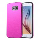 For Galaxy S6 Magenta MOTOMO Brushed Texture Metal + TPU Protective Case
