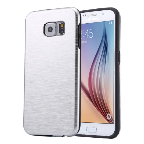 For Galaxy S6 Silver MOTOMO Brushed Texture Metal + TPU Protective Case