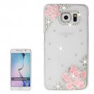 For Galaxy S6 Transparent Diamond Encrusted Rose Pattern Protective Case