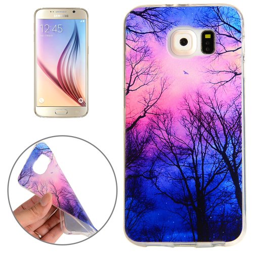 For Galaxy S6 Trees and Clouds Pattern TPU Protective Case