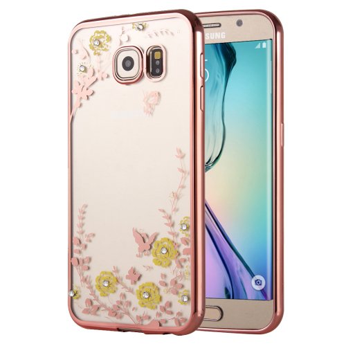 For Galaxy S6 Flowers Patterns Electroplating Soft TPU Protective Cover Case