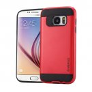 For Galaxy S6 Red Brushed Texture PC + TPU Protective Case