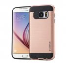 For Galaxy S6 Rose Gold Brushed Texture PC + TPU Protective Case