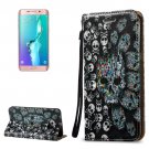 For Galaxy S6 Edge+ 3D Relief Skull Leather Case with Holder, Card Slots & Lanyard