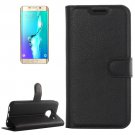 For Galaxy S6 Edge+ Black Litchi Leather Case with Holder, Card Slots & Wallet
